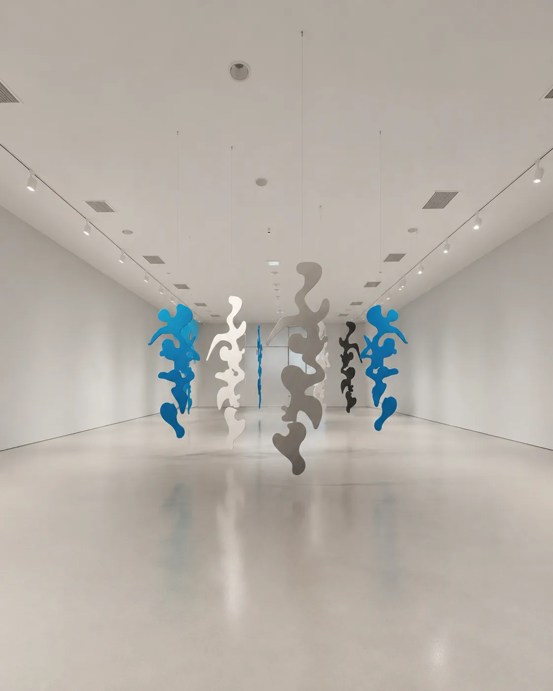 I guardiani del mare (veduta), ferro smaltato, installazione, opera di Stefania Mecucci