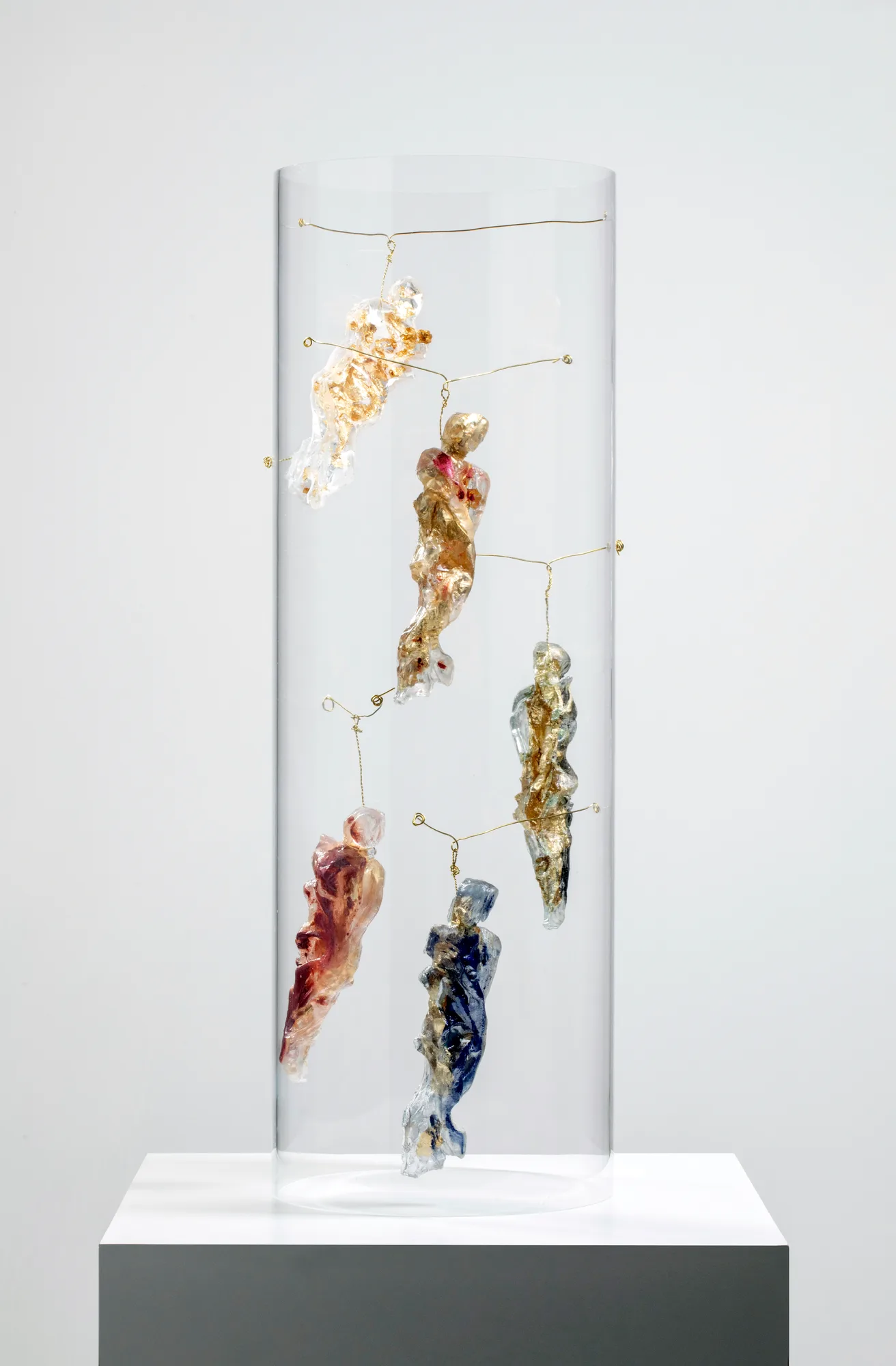 Homonili, resina, plexiglas, foglia oro, pigmenti, opera di Stefania Mecucci